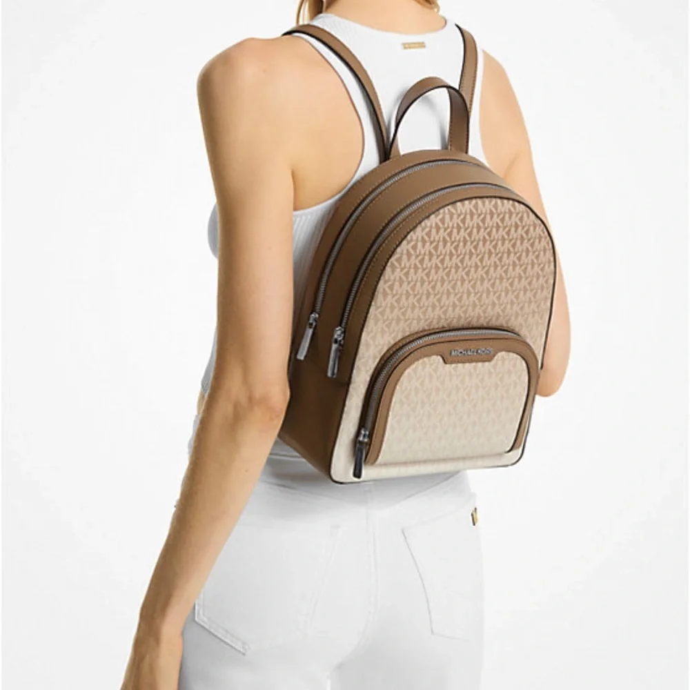 Michael Kors Jaycee Medium Ombré Signature Logo Backpack Husk NWT